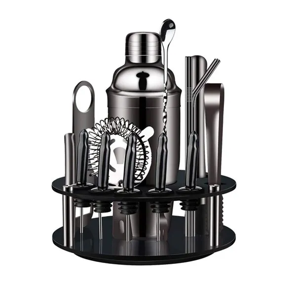 Čierny koktailový set so stojanom