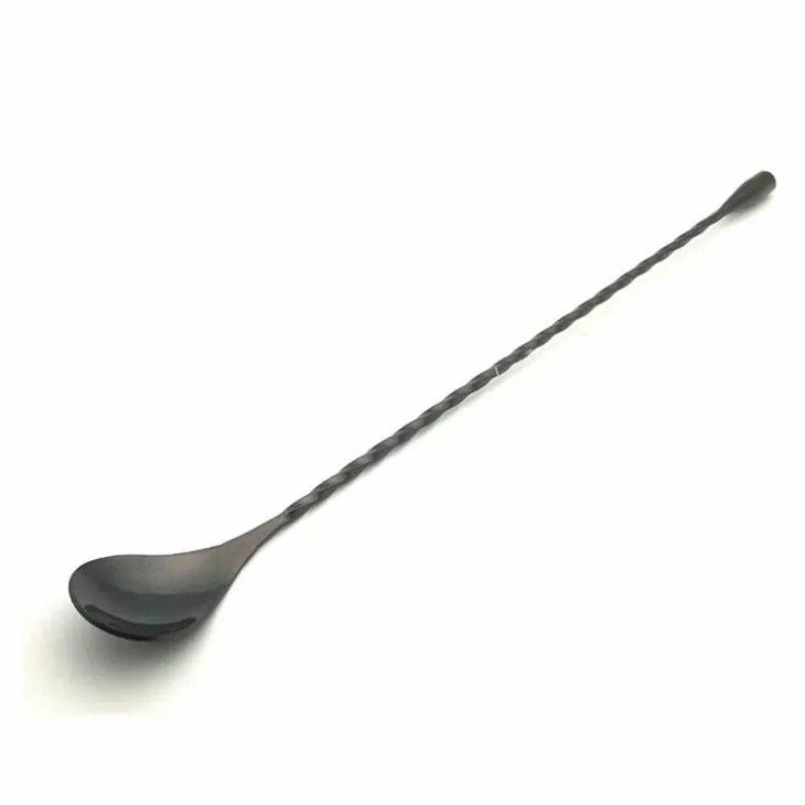 Nerezové čierne tyčinkové miešadlo Spoon Cockatil